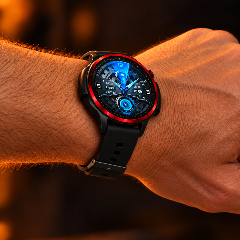 Imagem ilustrativa de smartwatch no pulso com pulseira fechada